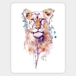 Lady Lowin von Aquarell - Watercolor Lioness Portrait Magnet